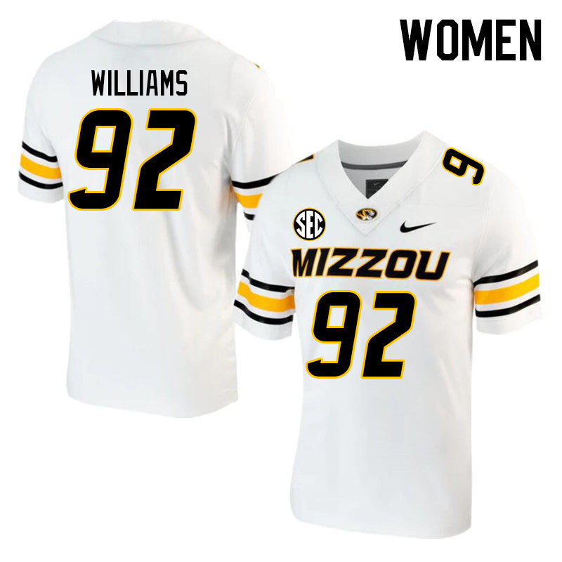 Women #92 Kristian Williams Missouri Tigers College 2023 Football Stitched Jerseys Sale-White
